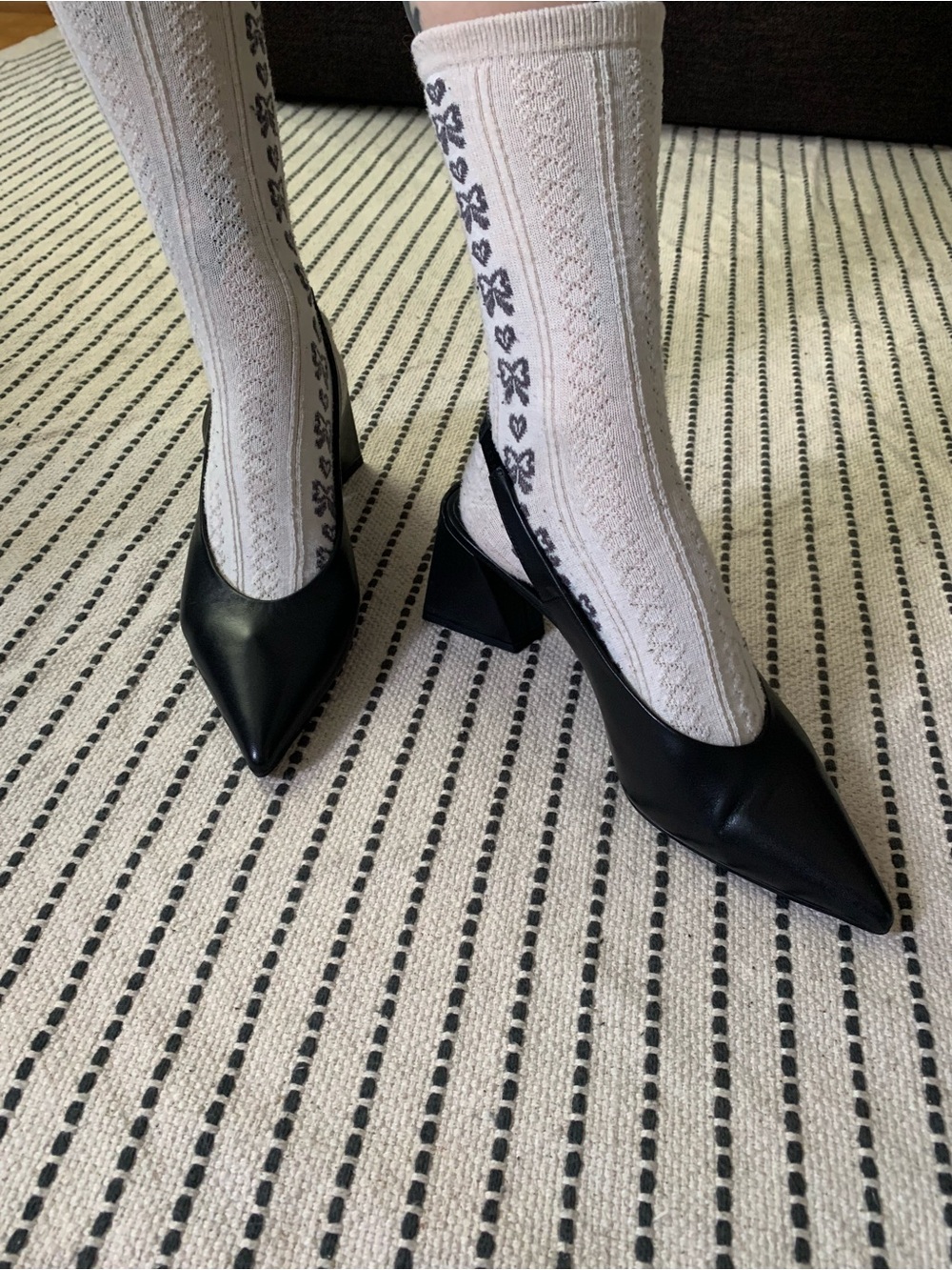Jeffrey Campbell Black Leather Pointed Slingback Mules